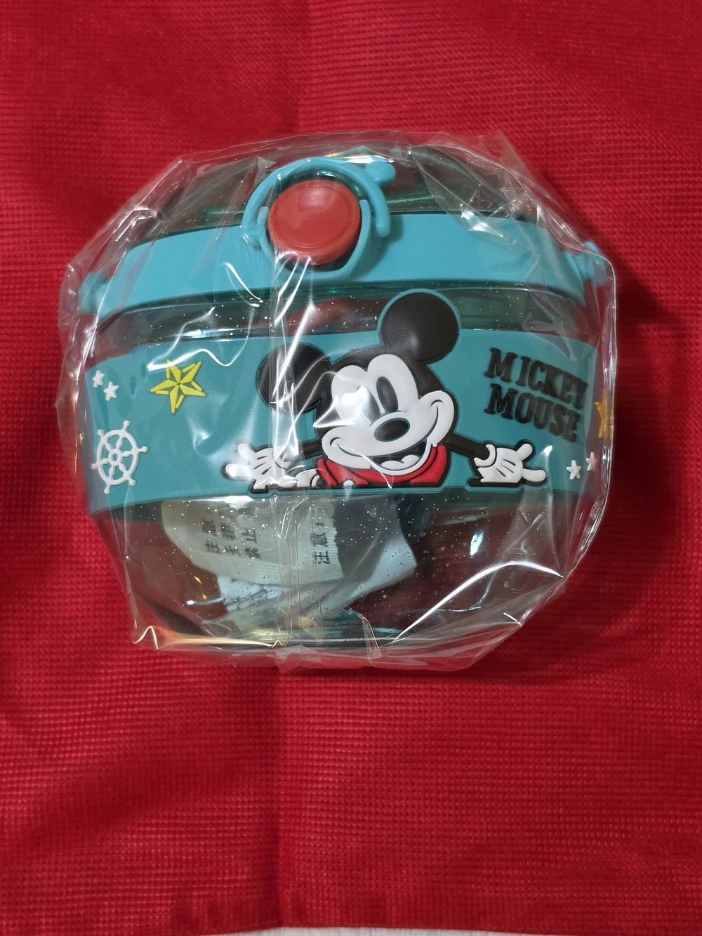 Disney Mickey Mouse Teal and Red Kids Snack Container
